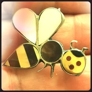MOP- Shell-Silver Bumble Bee - Pin - Pendant